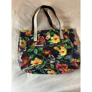 Kate Spade New York Flicker  Navy Flower Bon tote bag in lacquered coated canvas